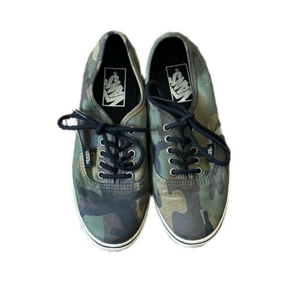Vans Green Camo Shoes Mens 4.5 Woman’s 6
